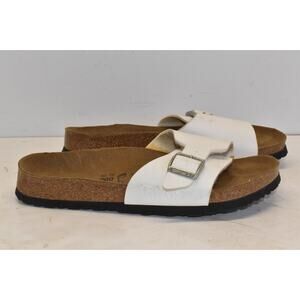 Birkenstock Women's Birkis Catalina White Slide Sandals Size 40 Leather Buckle